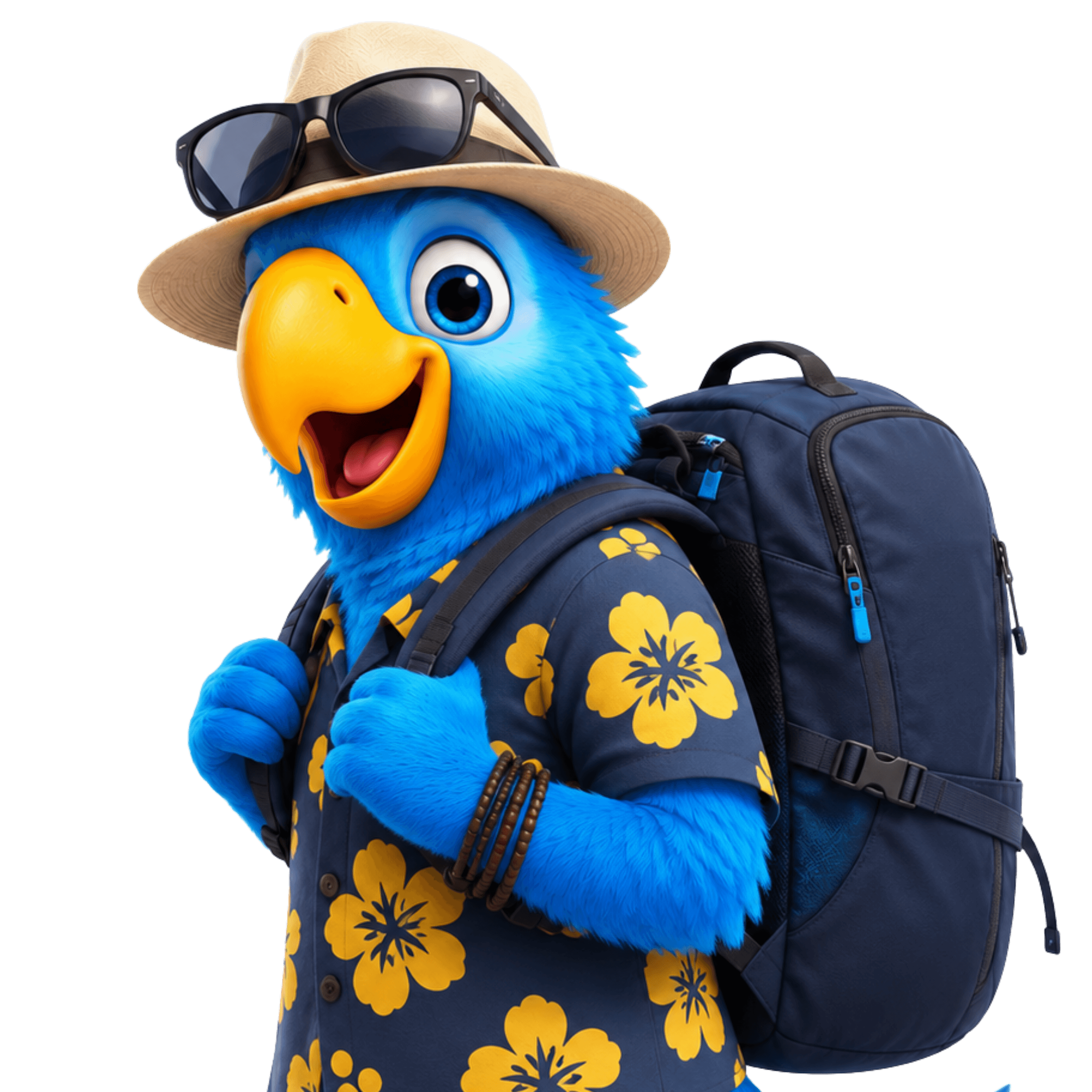 Mascota de Trolbis lista para viajar